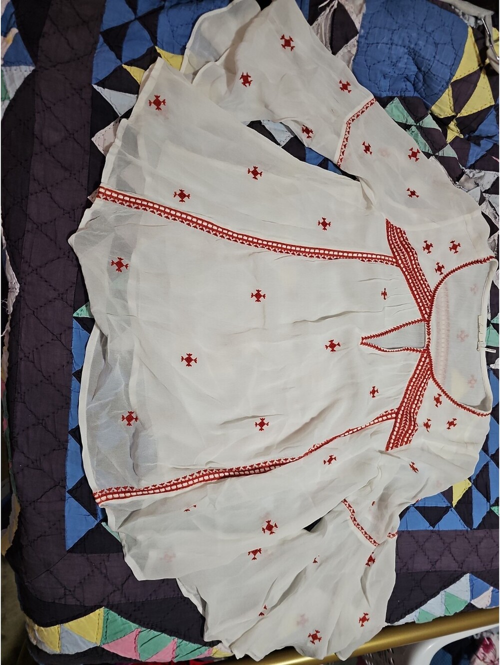 Anthropologie Floreat Adena Boho Embroidered Peasant Gauze Top Size 4